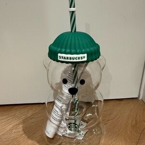 Starbucks Clear Glass Bear Tumbler